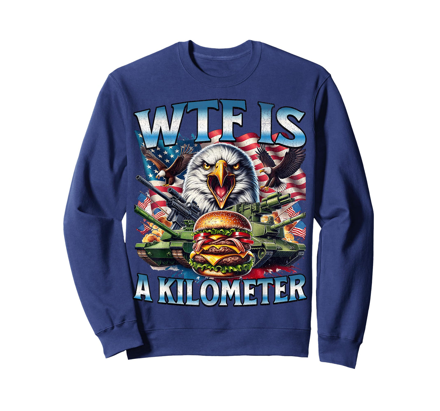 Retro WTF Is A Kilometer Funny Patriotic American Freedom T-Shirt