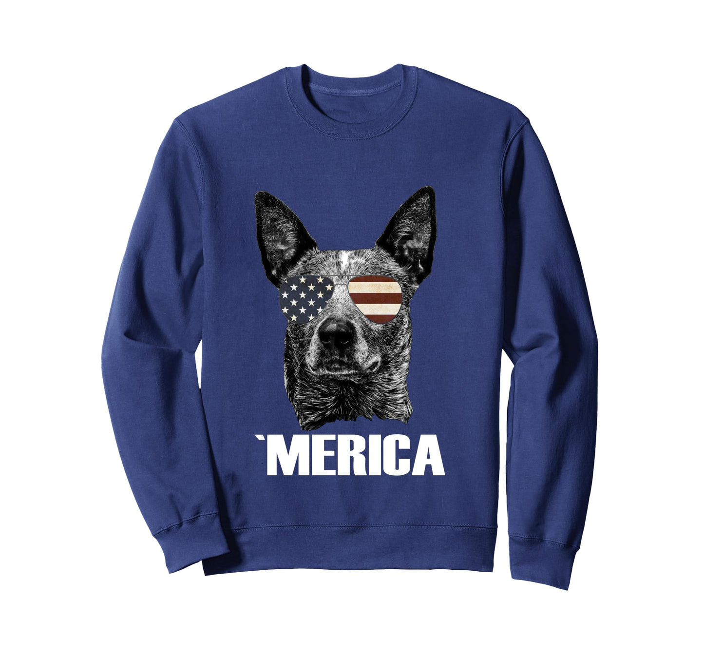 Australian Cattle Dog Merica USA flag sunglasses Gift Heeler Long Sleeve T-Shirt