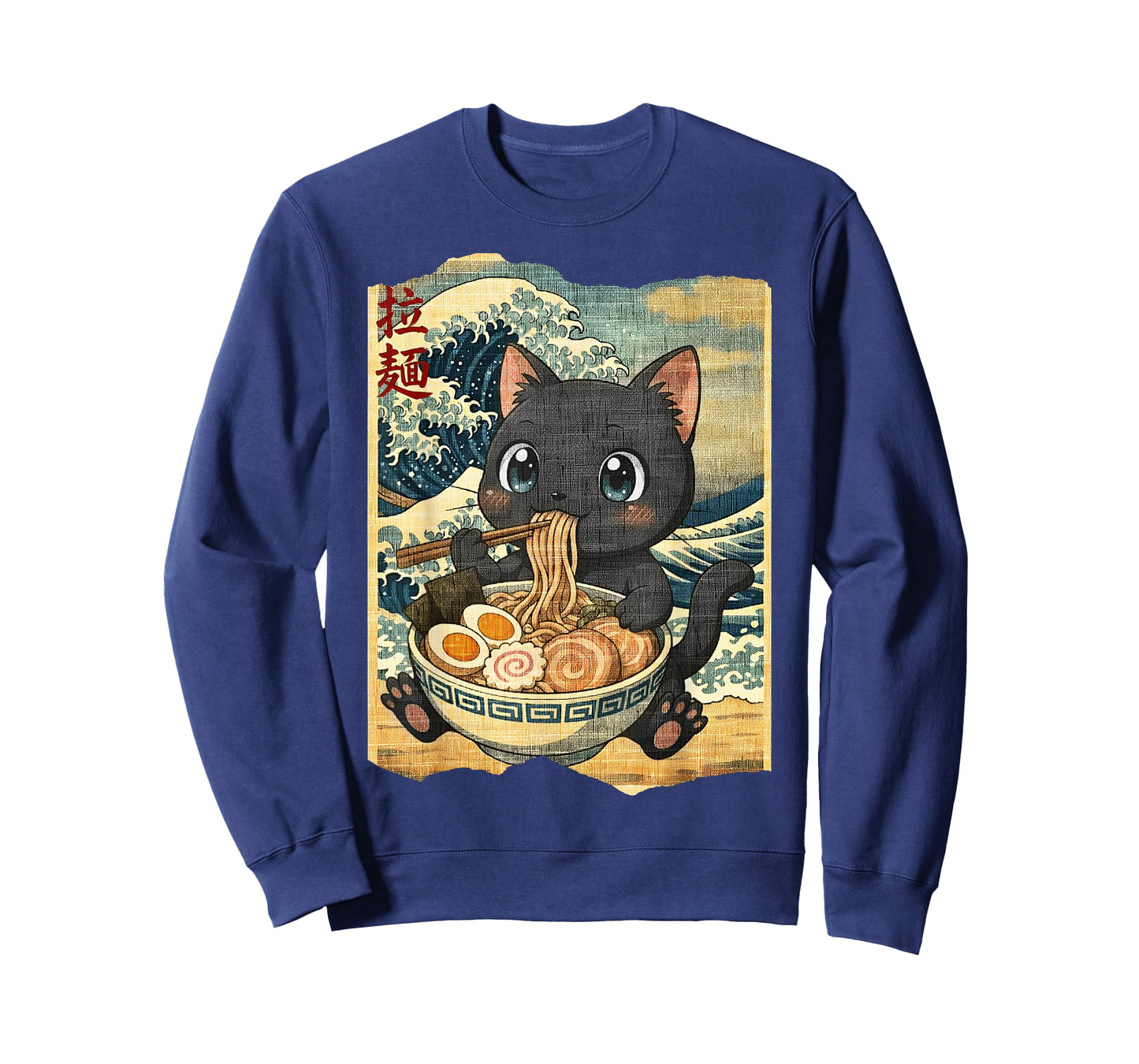 Funny Kawaii Black Cat Ramen Noodle Bowl Japanese Wave T-Shirt