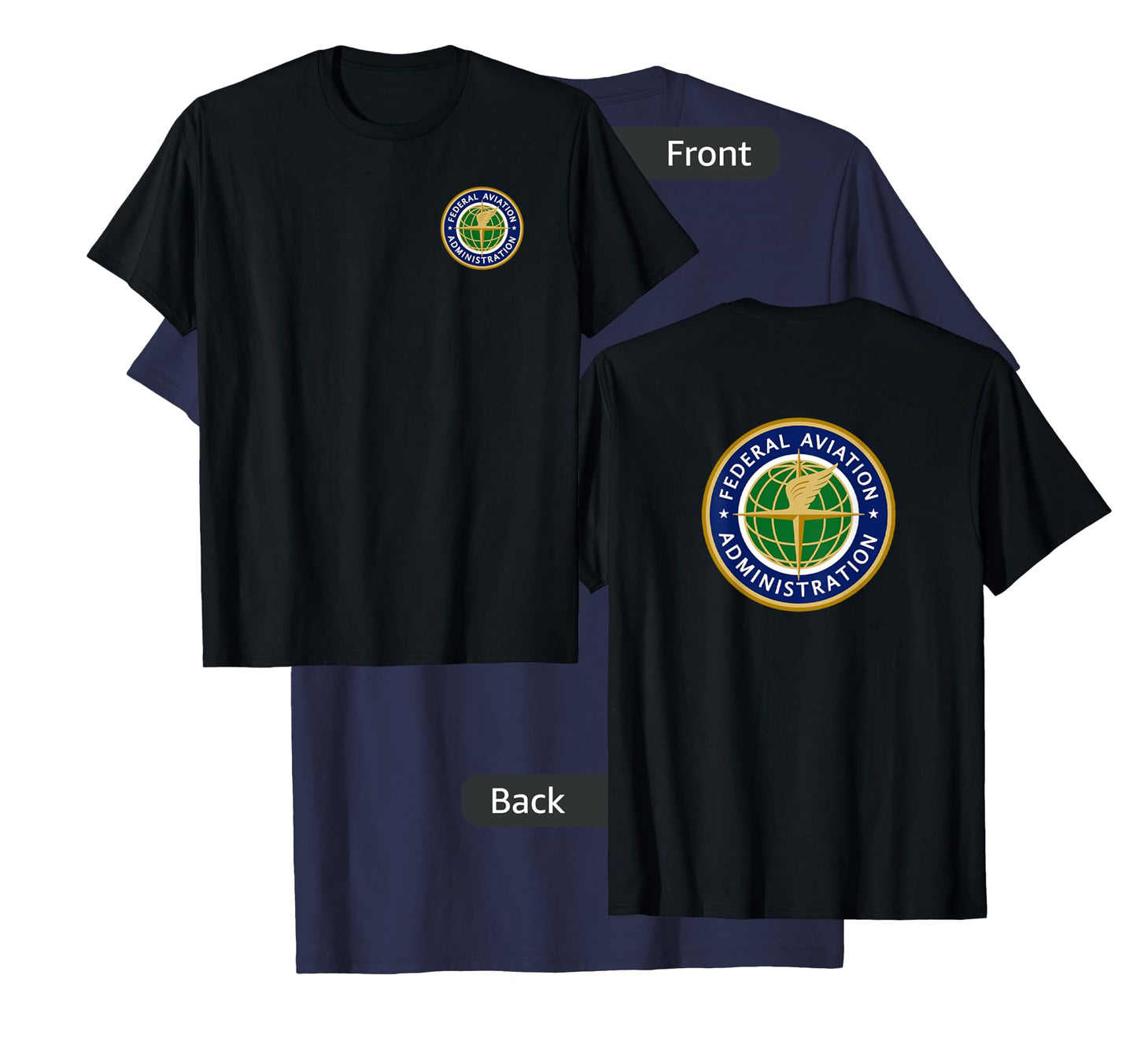 Federal FAA Shirts & Gifts Retired US FAA T-Shirt - Men's Aviation Theme Black Short Sleeve T-Shirt - Small