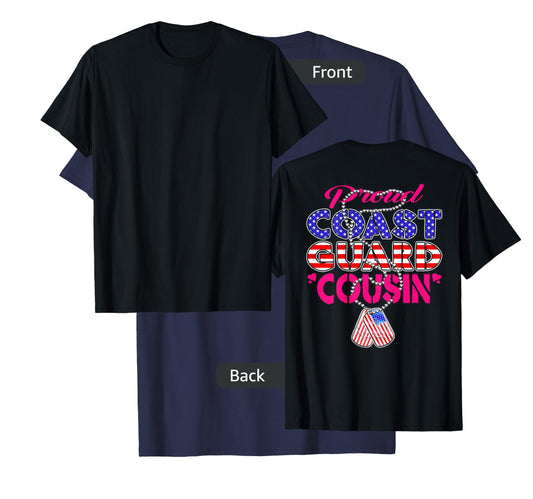 Proud US Coast Guard Cousin US Flag Dog Tag Military Family T-Shirt
