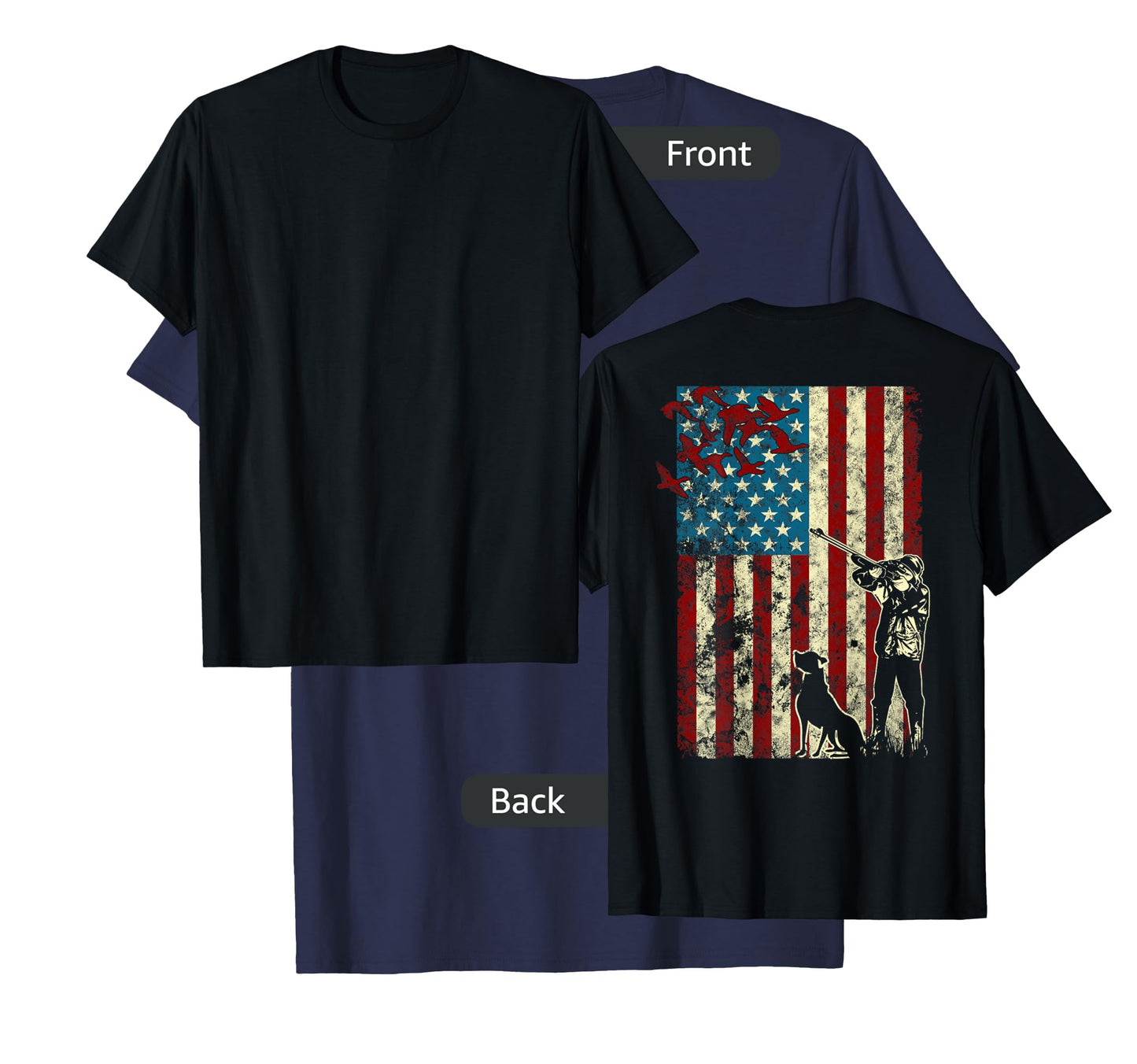 Duck Hunting Distressed Patriotic American Flag gift Hunters T-Shirt