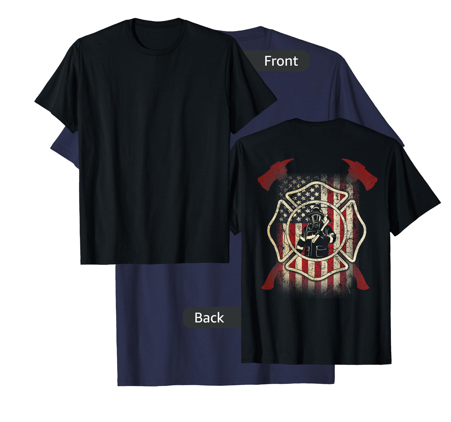 Patriotic Firefighter USA Flag Axe American Flag Fireman T-Shirt