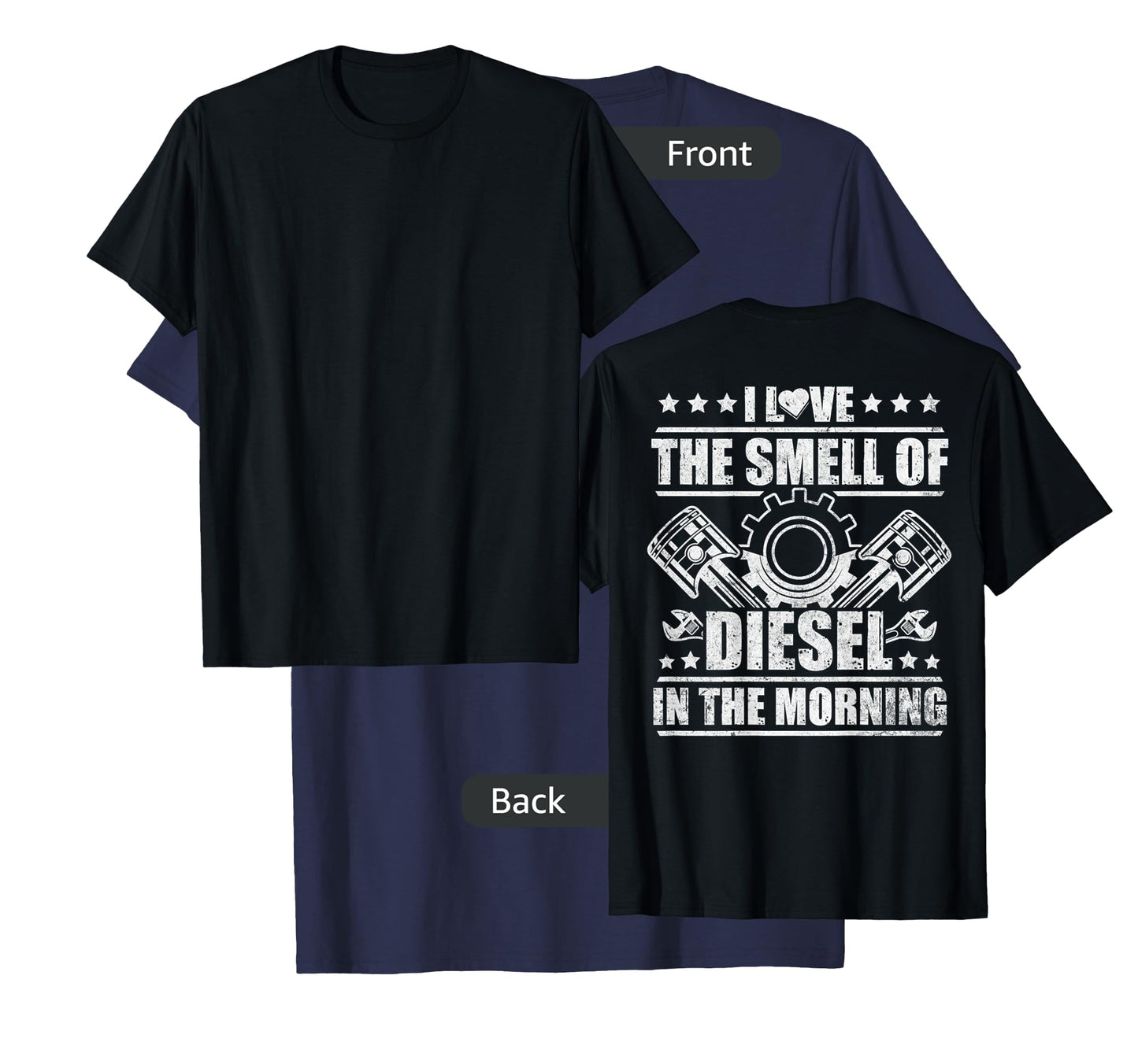Truck Driver Novelty Diesel Flue Trucker Design On Back T-Shirt