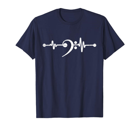 Bass Clef Musician Heartbeat Music Note Bass Clef T-Shirt