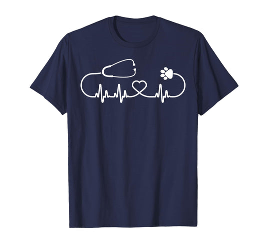 Cool Veterinarian Heartbeat | Funny Veterinary Worker Gift T-Shirt