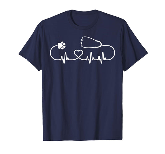 Cool Veterinarian Heartbeat | Funny Veterinary Worker Gift T-Shirt