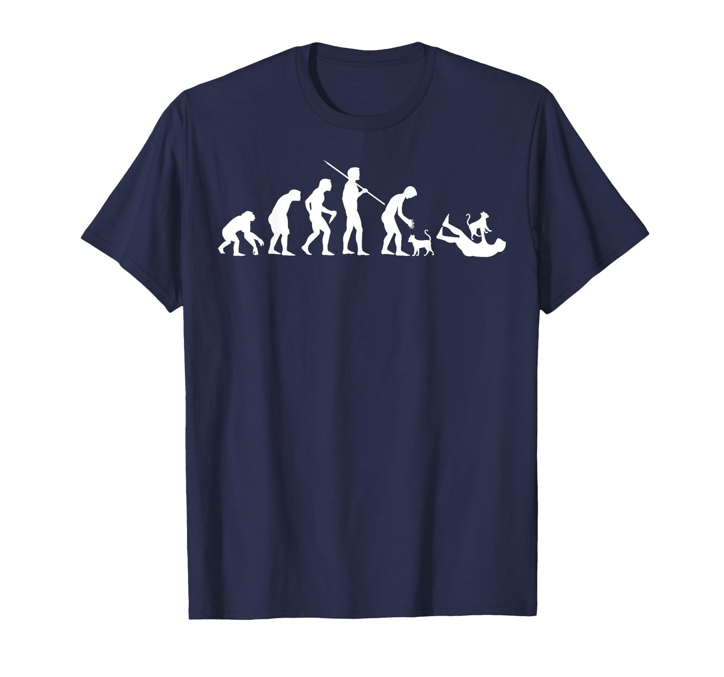 Irreverent Tees Evolution of Man with Cats Unisex-Adult Black Cartoon T-Shirt