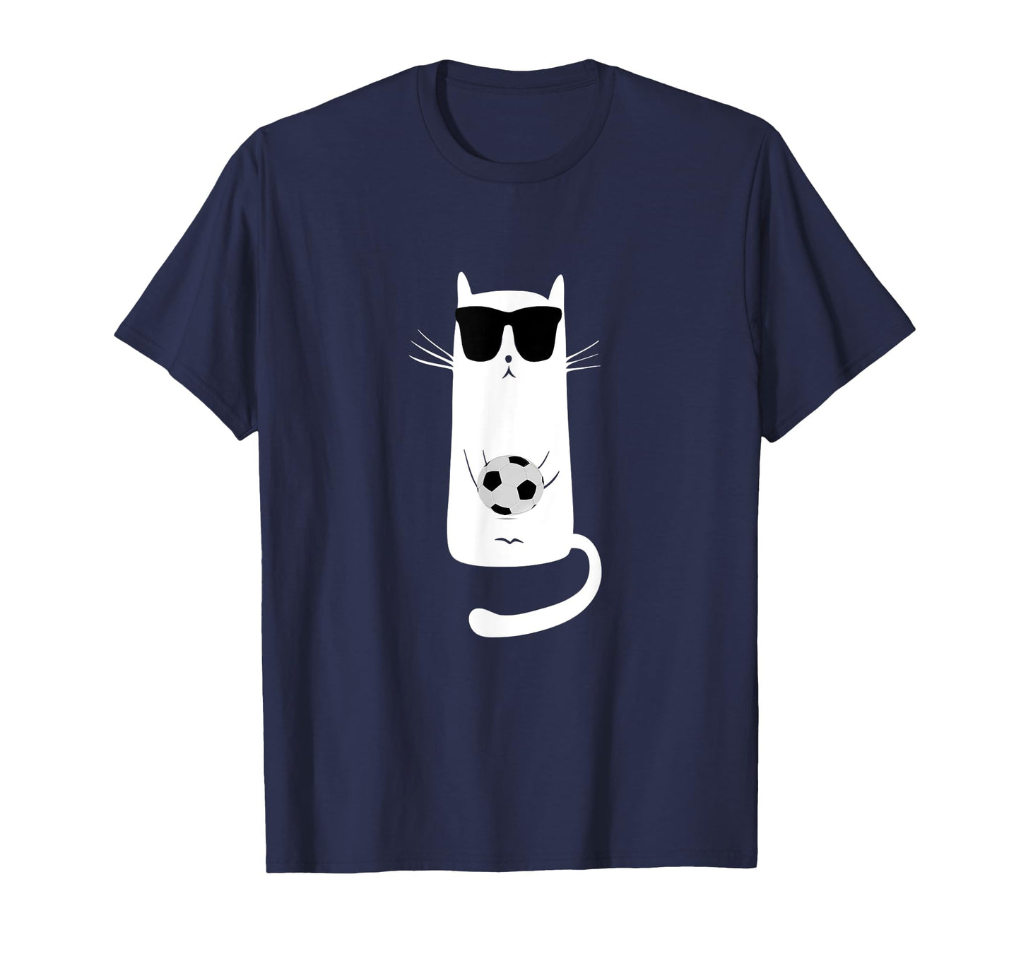 Funny Cat Wearing Sunglasses Playing Soccer Football T-Shirt