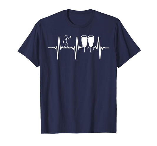 Conga Drums Conga Heartbeat Funny Stick Figure Conga Player T-Shirt