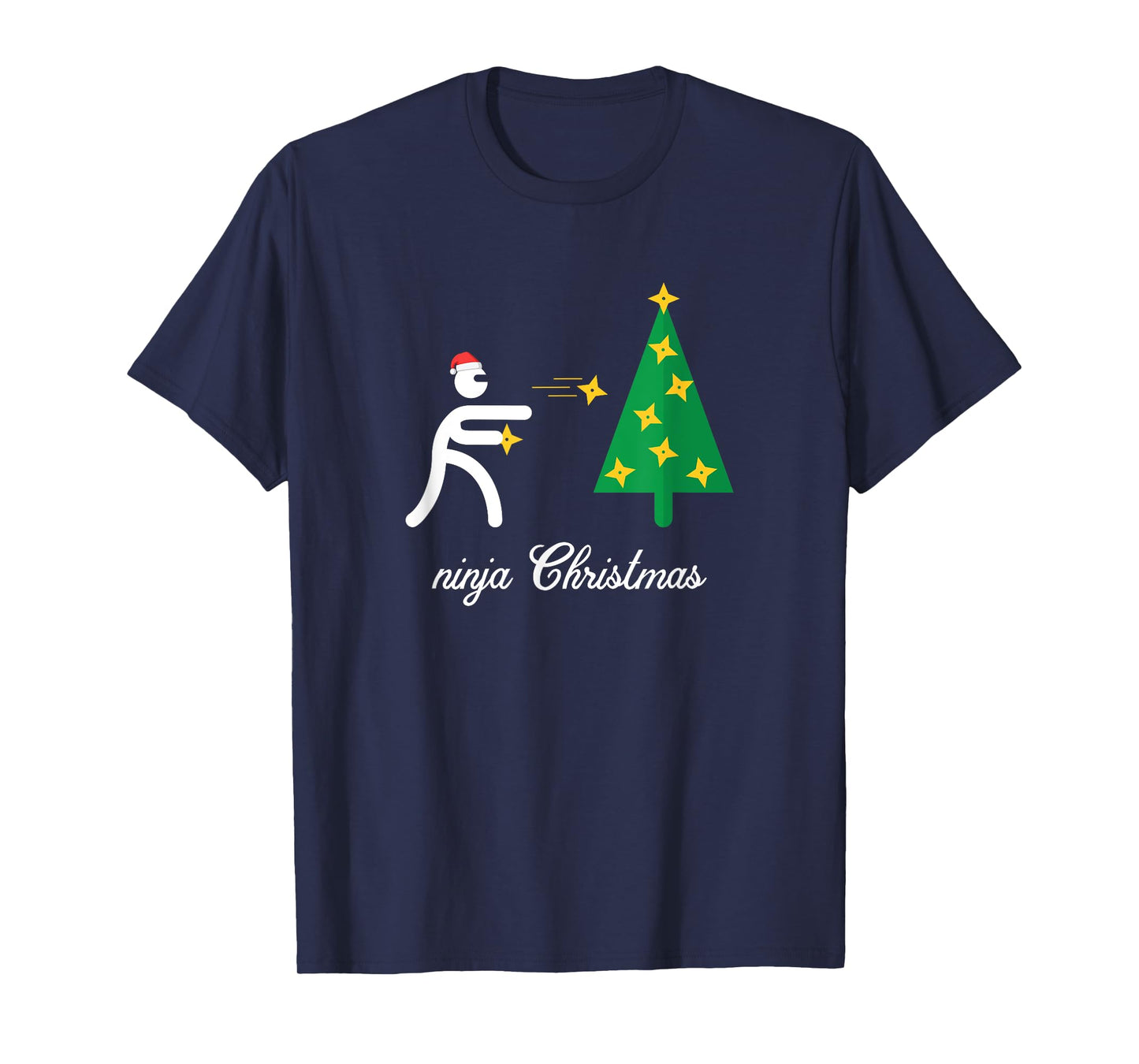 Ninja Christmas Tree Throwing Stars T-Shirt