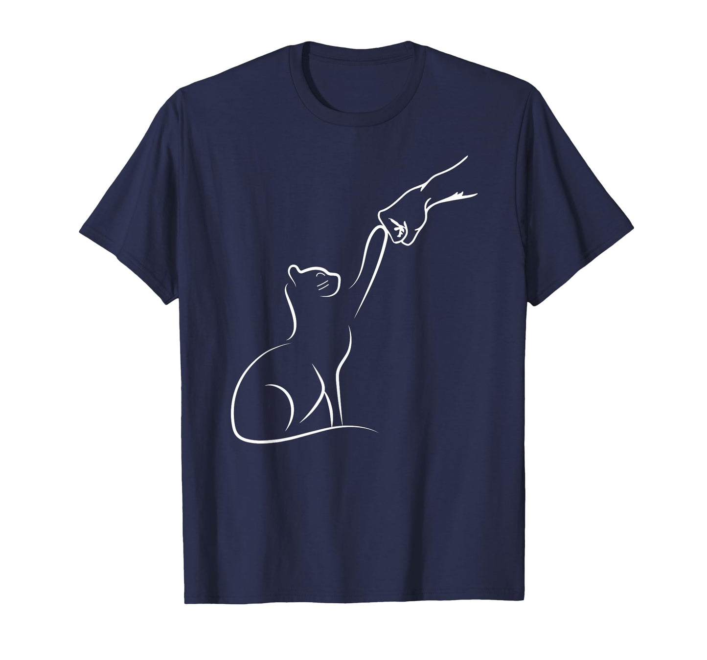 Cat Fist Bump, Cat Lover, Minimalist Cat Line Drawing T-Shirt