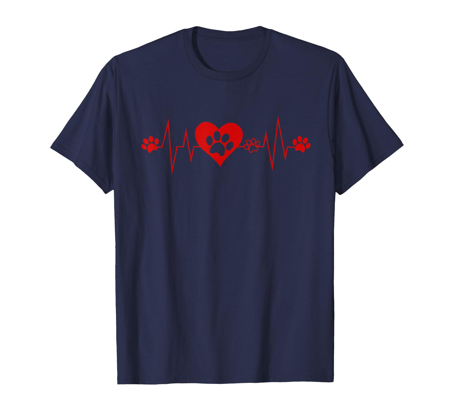 Cute EKG Pet Heart Veterinary Assistant Technician Paw Print Heartbeat Funny Pulse Gift T-Shirt