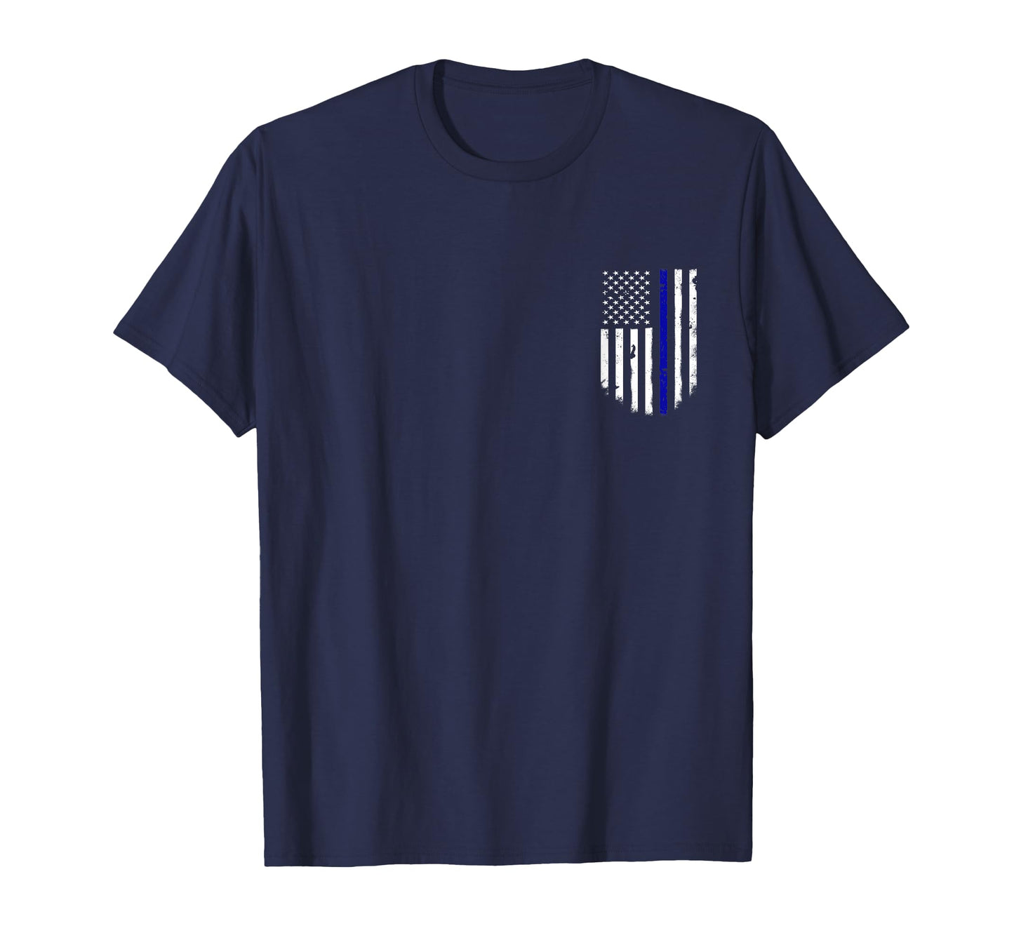 Thin Blue Line Flag T-Shirt Chest Pocket Vintage Top Tee
