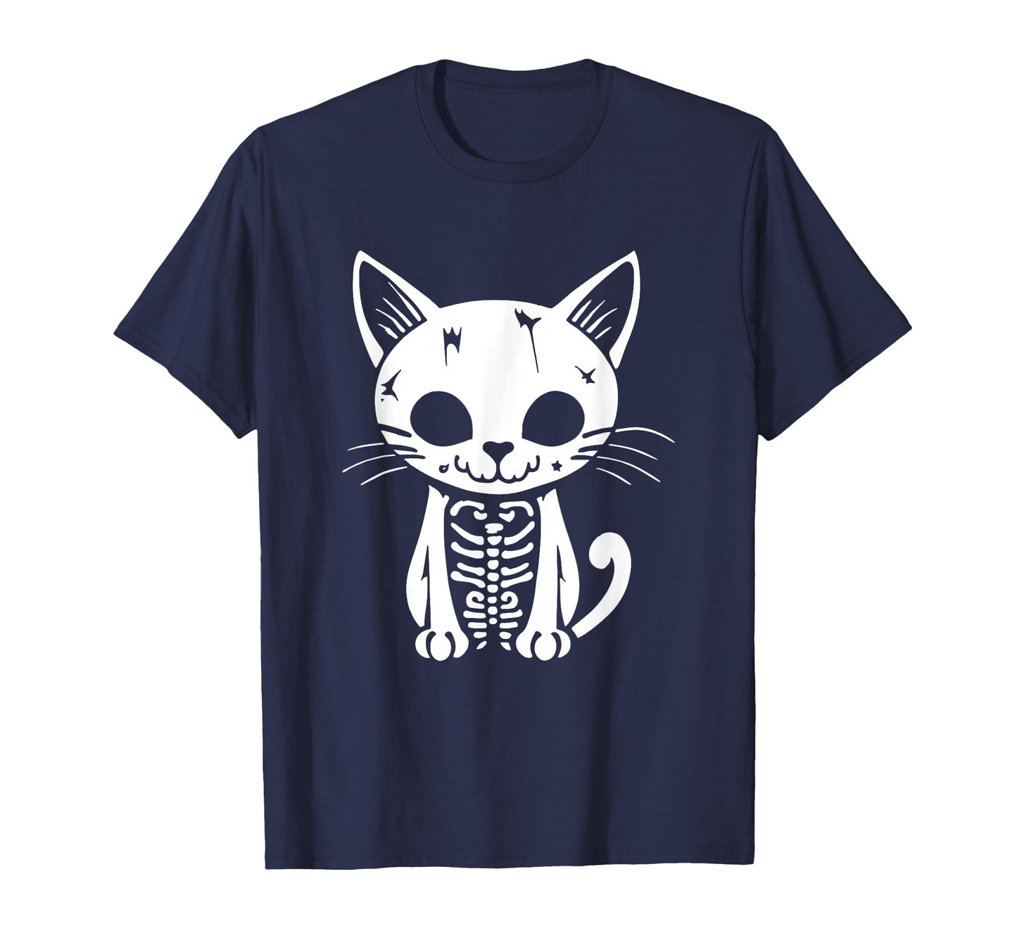 Funny Halloween Skeleton Cat Kitty Costume Skull Cat T-Shirt for Men Women Kids