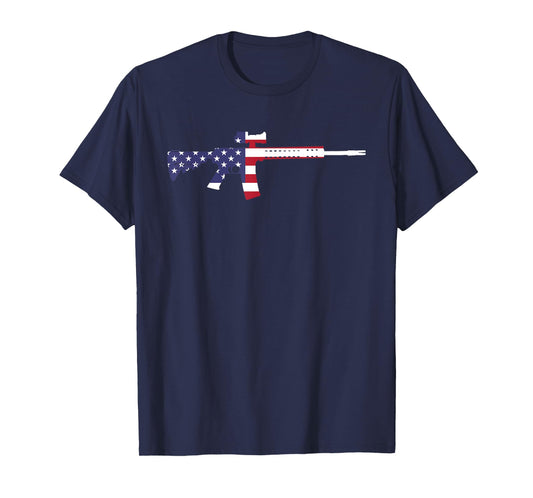 America Rifle MURICA Libertarian Conservative Gun USA flag T-Shirt