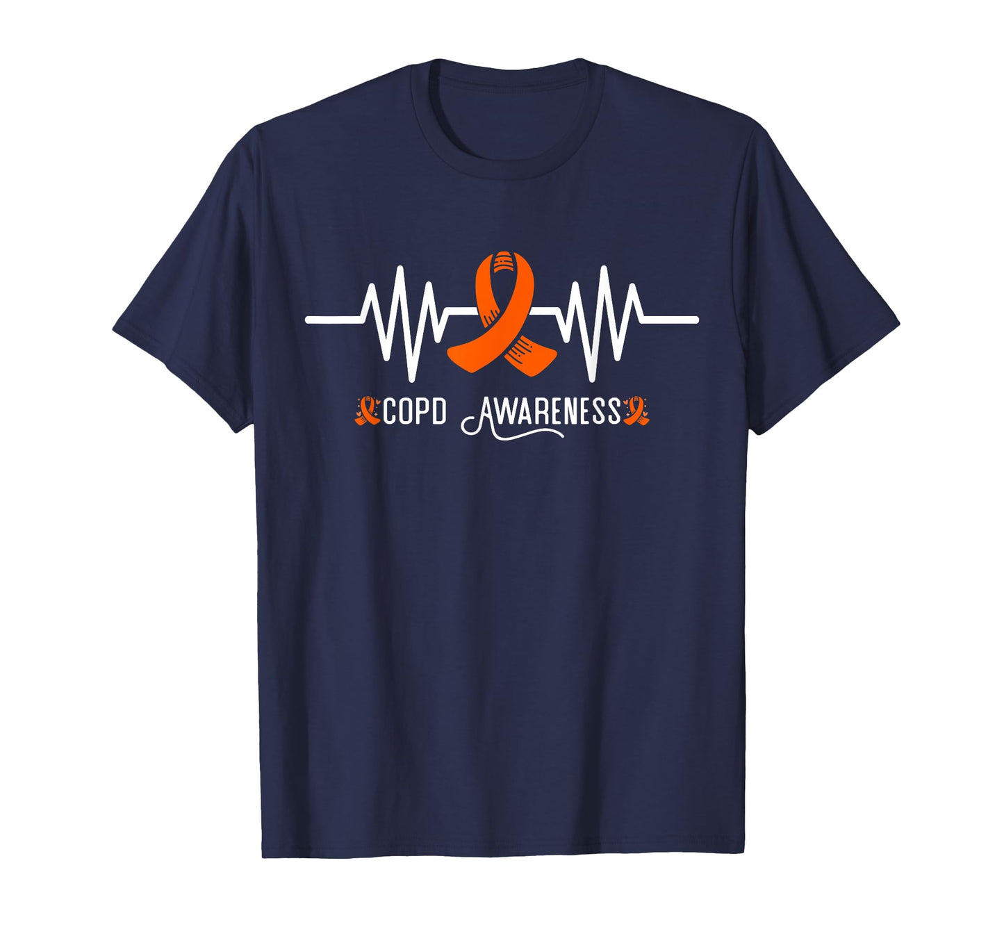COPD Awareness Heartbeat Orange Ribbon COPD Awareness T-Shirt