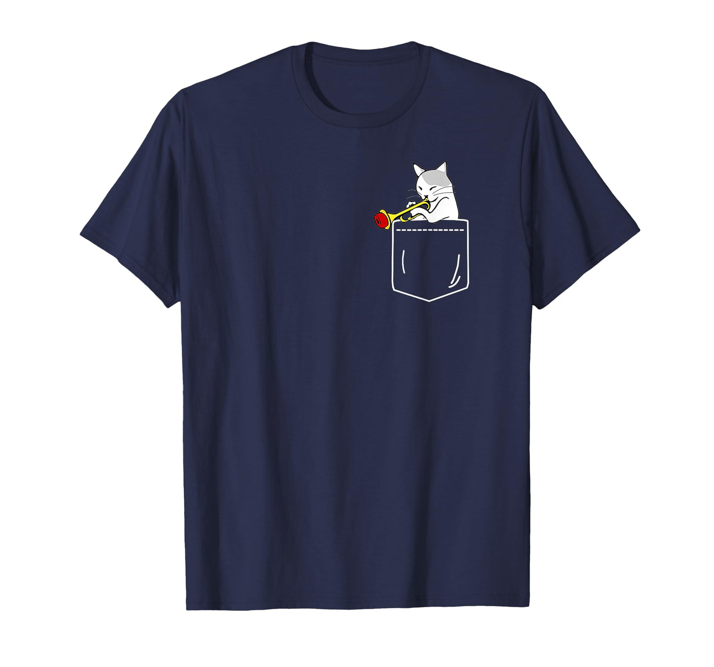 Cat Playing Trumpet in Pocket T-Shirt Jazz Lover Shirt T-Shirt