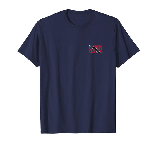 Distressed Trinidad And Tobago Flag Pocket Style Trinidadian T-Shirt