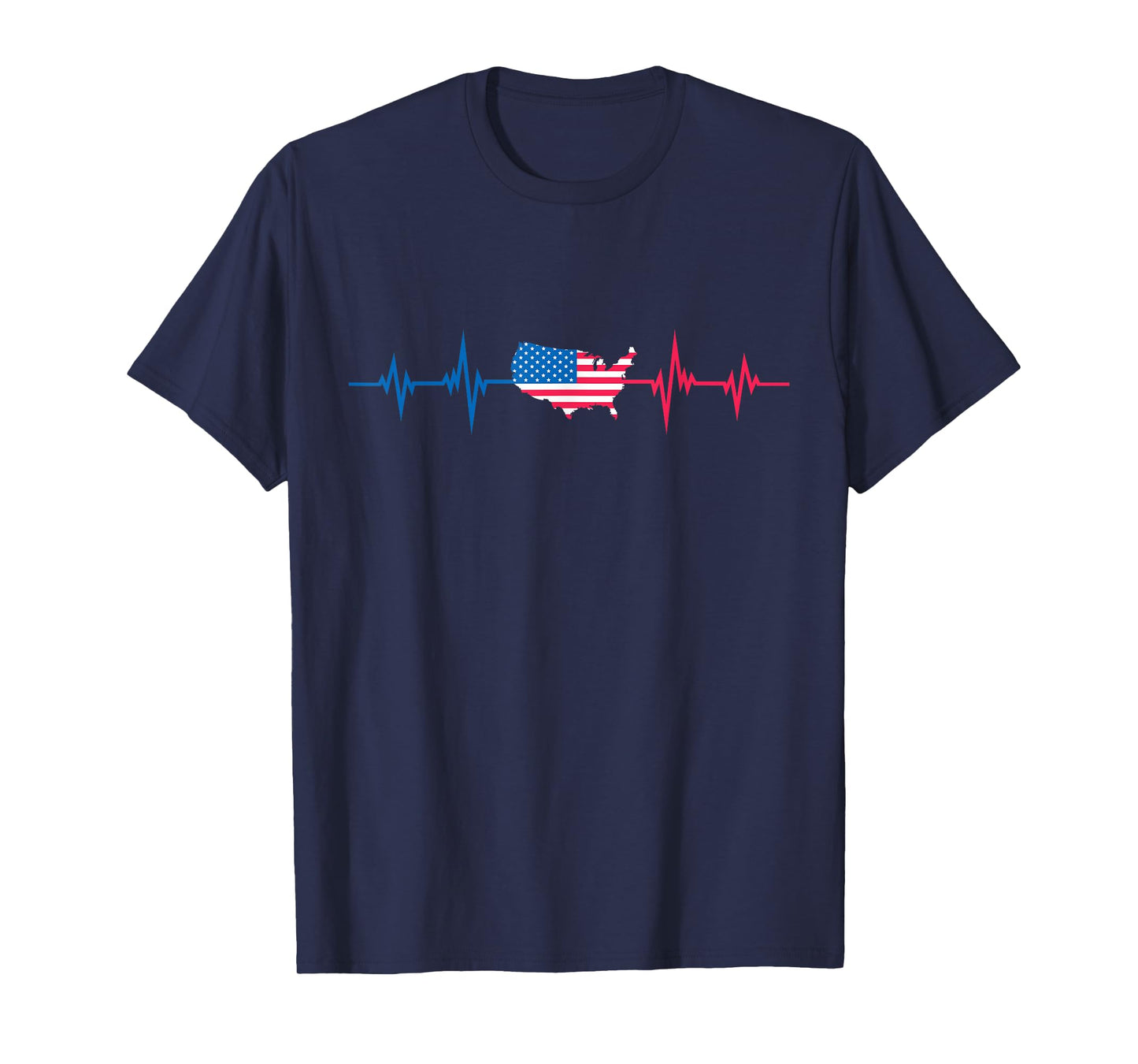 Heartbeat Design american Flag USA T-Shirt