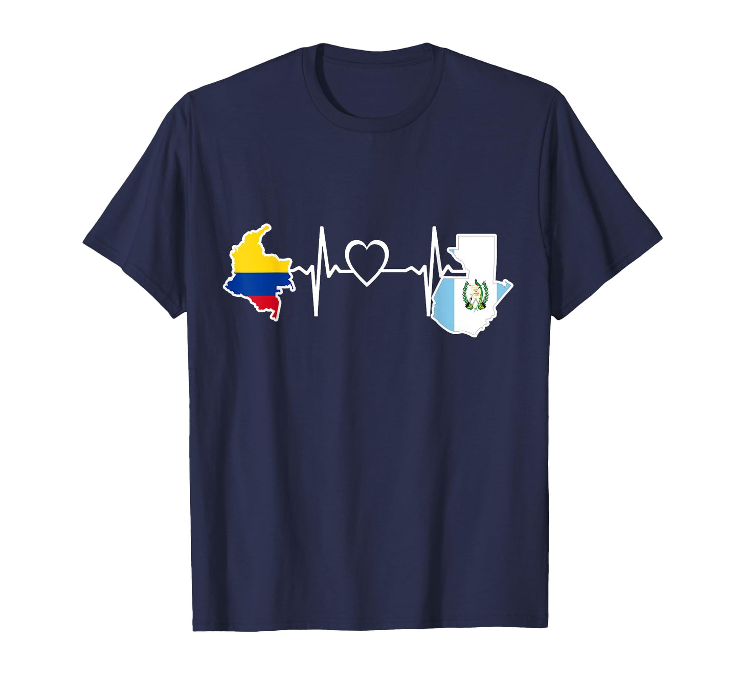 Guatemala Colombia Flag Guatemalan Colombian Heartbeat T-Shirt