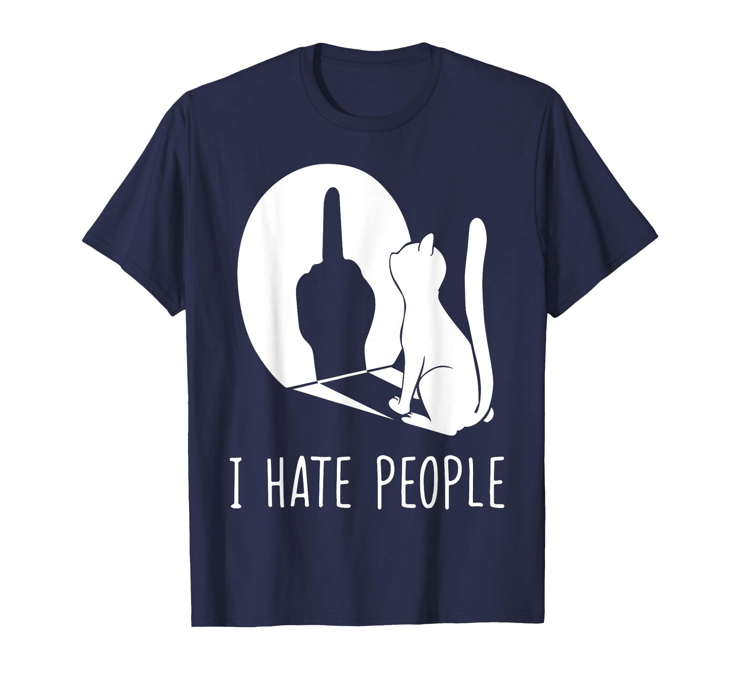 Cat Shadow I Hate People Middle Finger T-Shirt