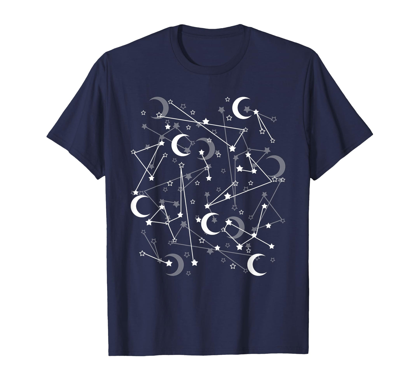 White Moon Constellation Astrology Zodiac Star Gazer Gift T-Shirt