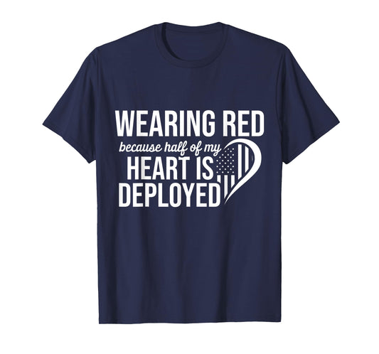 Red Fridays Military Half Heart Support Deployed US Troops T-Shirt