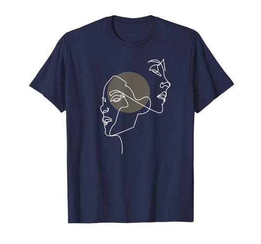 Artsy Line Faces Abstract Aesthetic Art T-Shirt