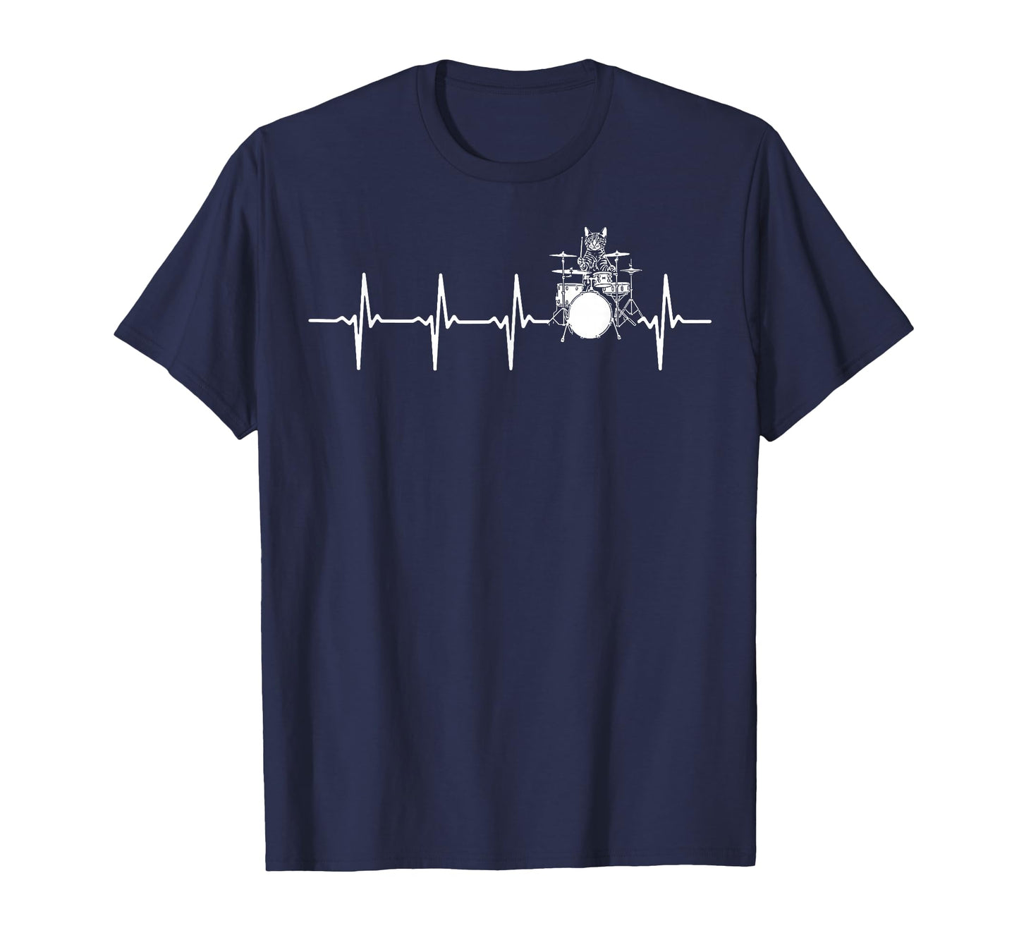 Cat Drums Heartbeat Funny Gifts For Men Women Kid Drummer T-Shirt