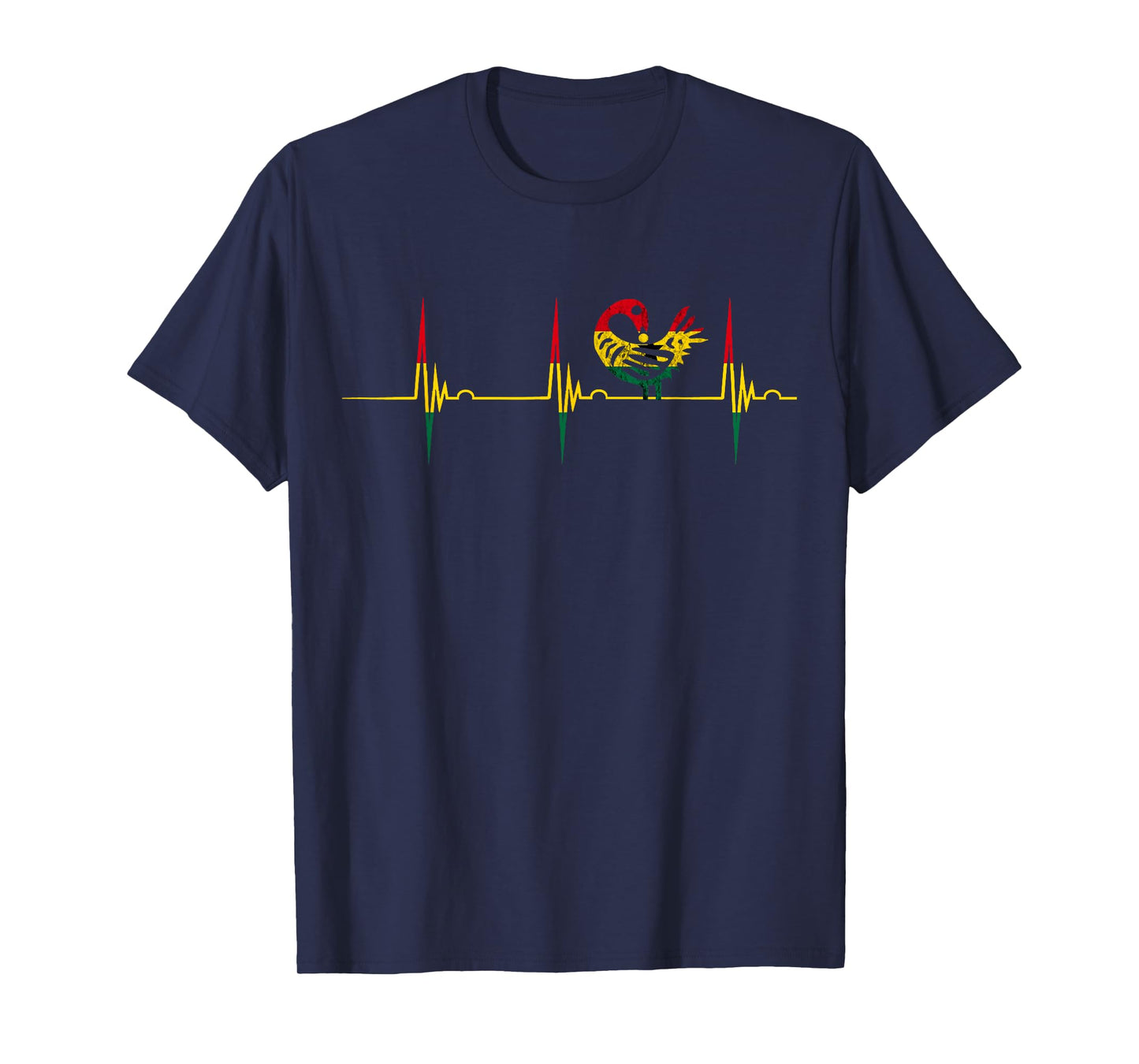 Sankofa Heartbeat EKG Pulse African Bird Ghana African Flag T-Shirt