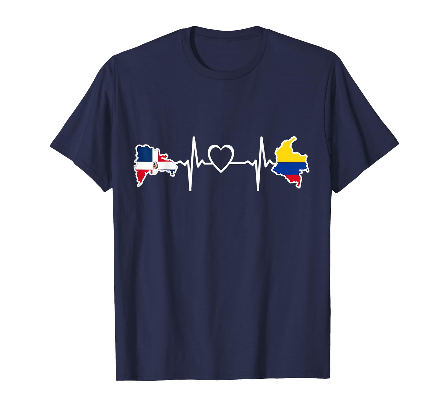 Dominican Republic Colombian Flag Heartbeat T-Shirt