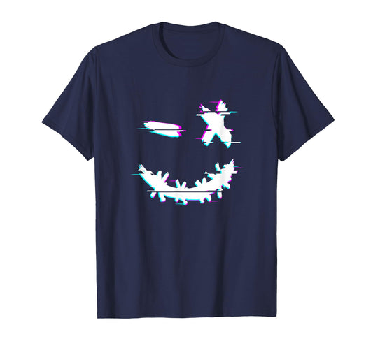 Cool Techno Glitch Smile | Trippy Goa Rave Outfits Men Women T-Shirt