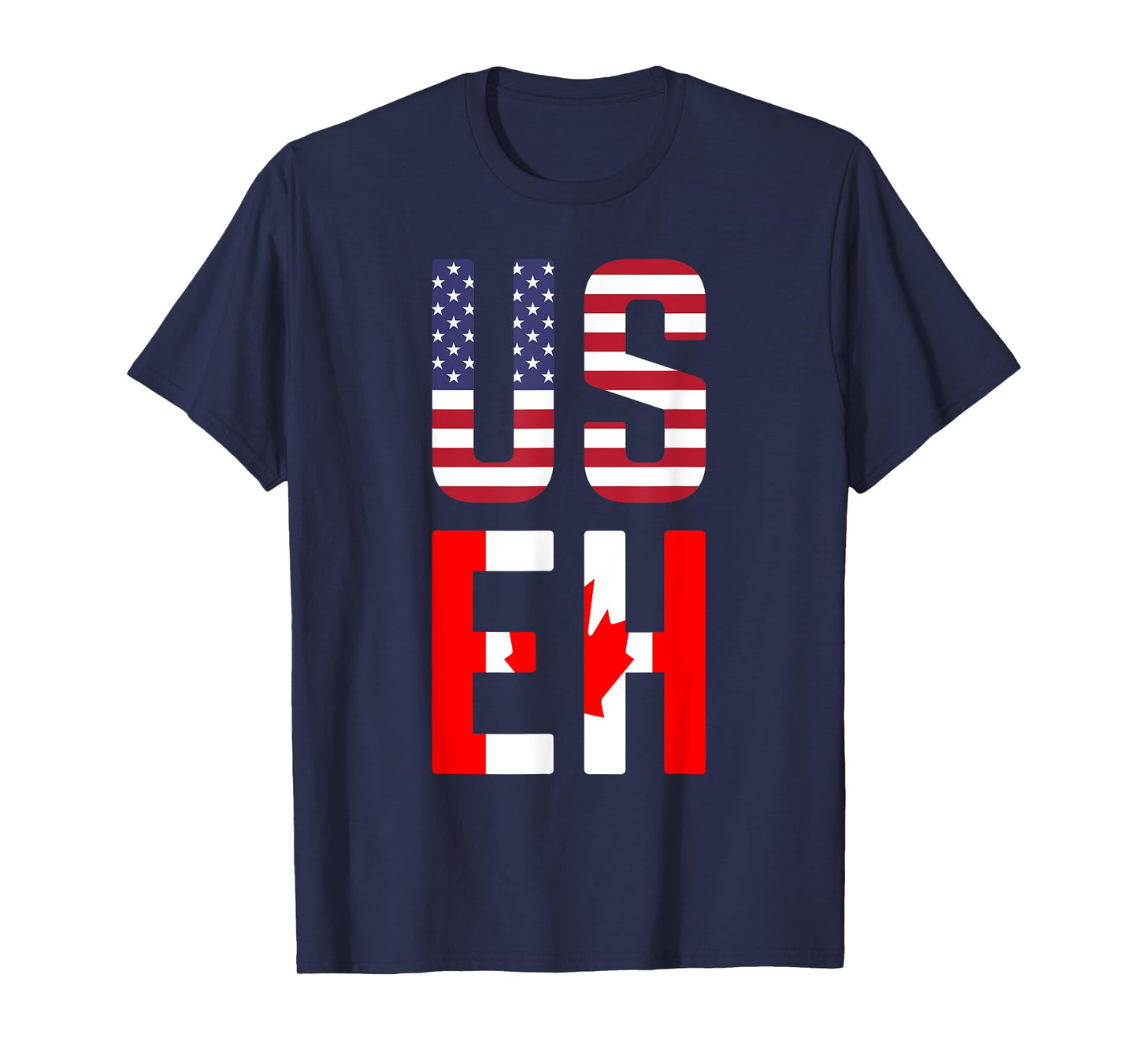 USEH America Canada Flag T-Shirt Funny American Canadian Tee T-Shirt