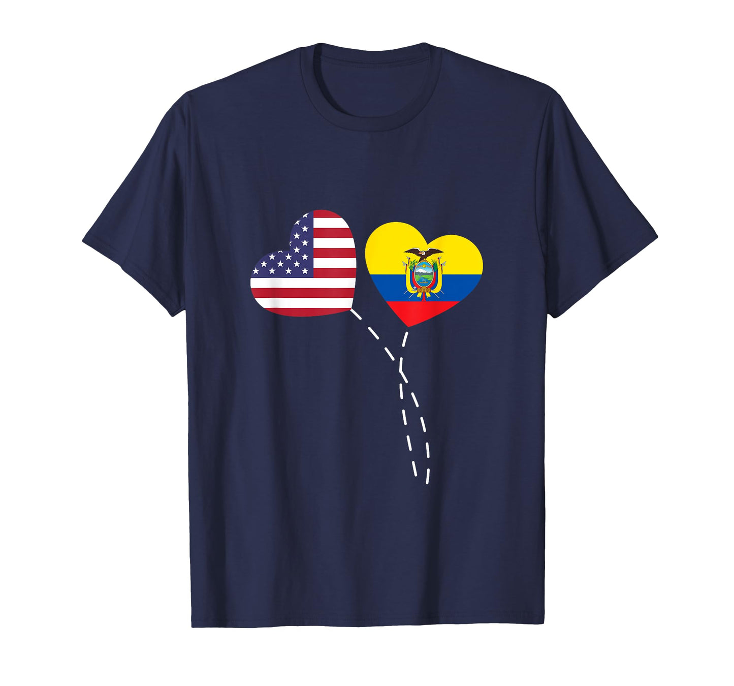 Loving USA Ecuador Flag Heart Ecuadorian Americans Love T-Shirt