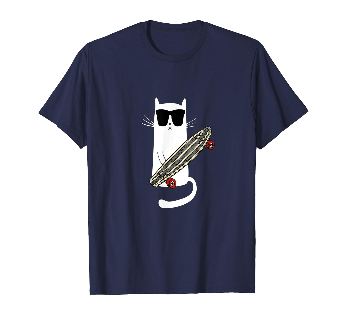 Funny Cat Wearing Sunglasses Skateboarding Men Women Kids T-Shirt