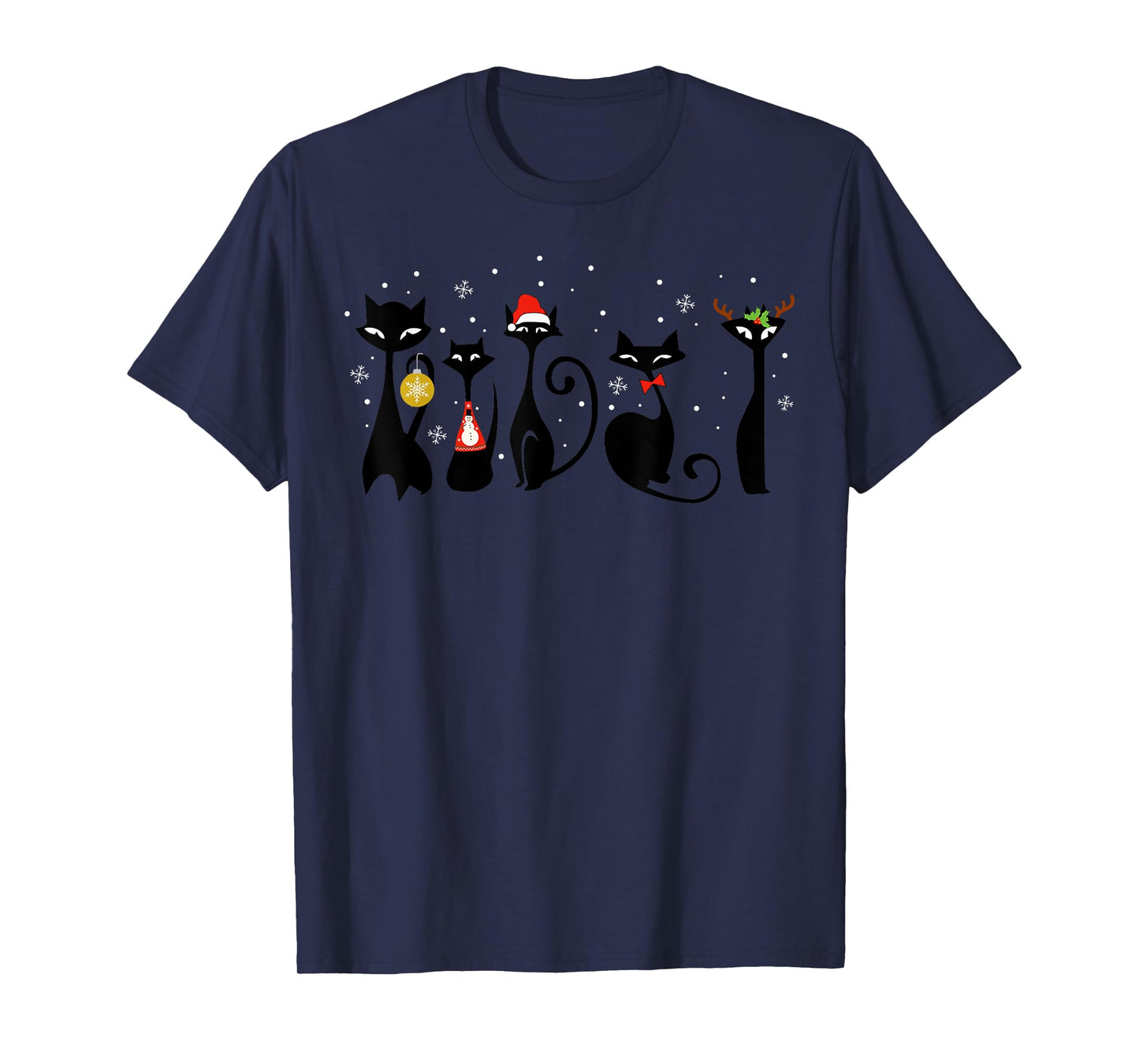 Mid Century Modern Look Cats Christmas Retro 50s 60s Xmas T-Shirt