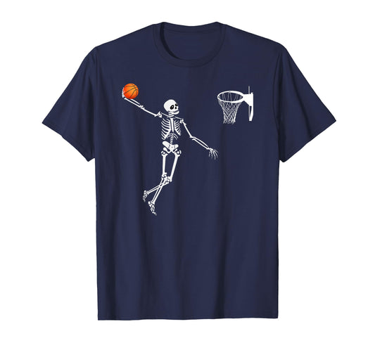 Basketball Skeleton Halloween Shirt Art-Dunking Skeleton T-Shirt
