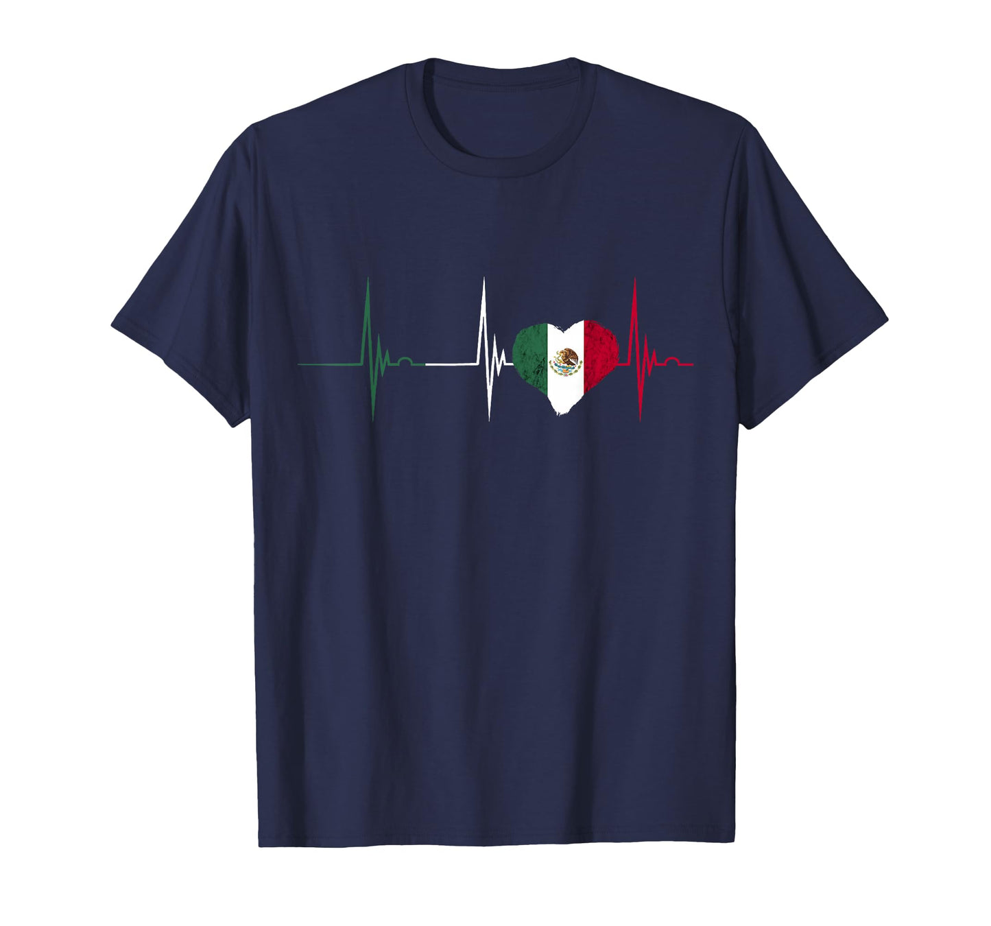 Mexican Flag Cardiogram Heartbeat EKG Pulse Heart Mexico T-Shirt