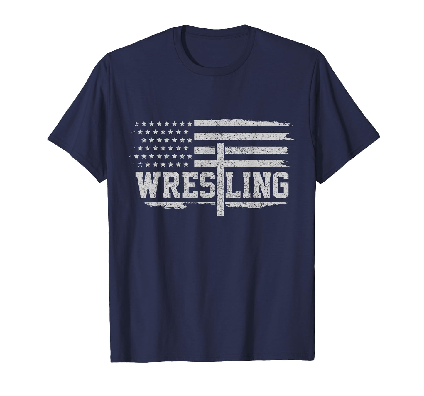 Christian Wrestling American Flag Vintage Patriotic Wrestler T-Shirt