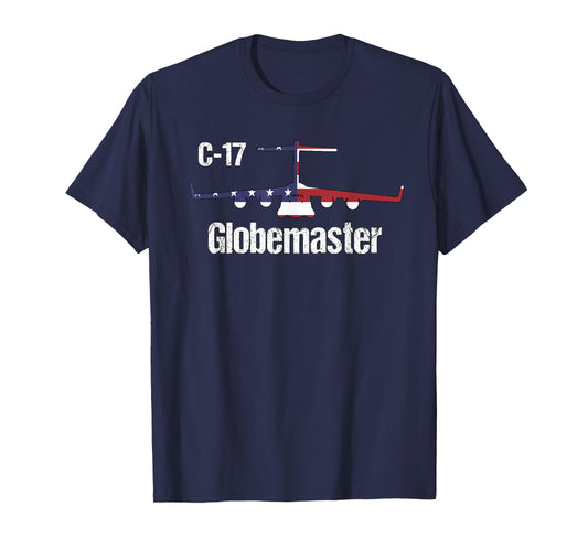 C17 Globemaster Air Force Pilot Gifts American Flag Aviation T-Shirt
