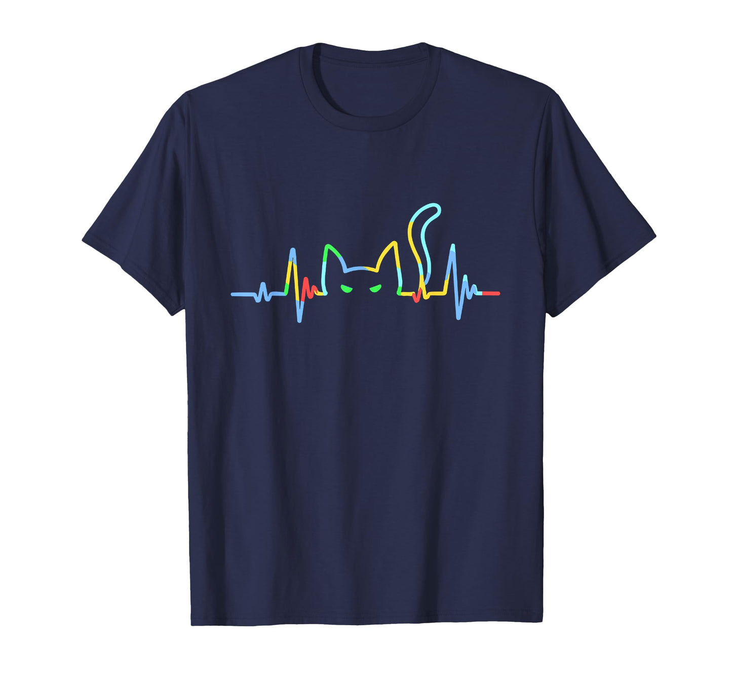 Funny Heartbeat Cat Lover Animal Silhouette Cute Cat Design T-Shirt