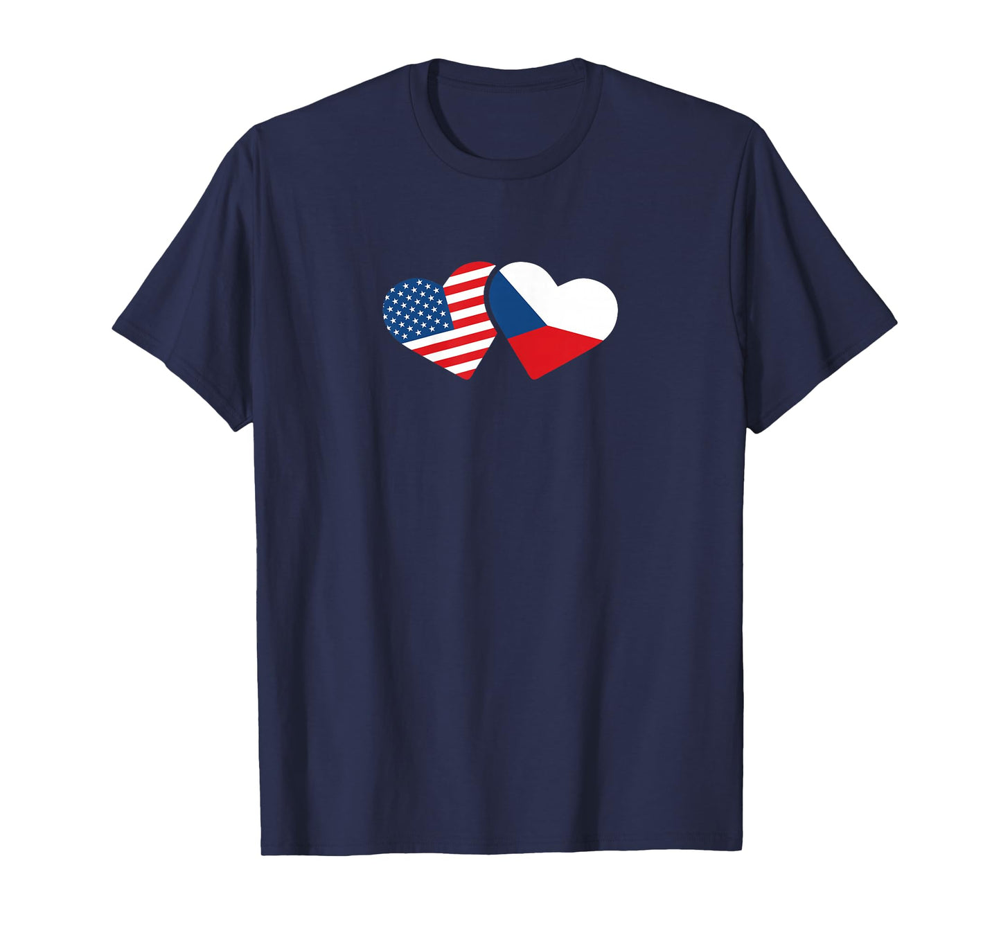 Czech Republic USA Flag T Shirt Heart Czech Americans Love T-Shirt