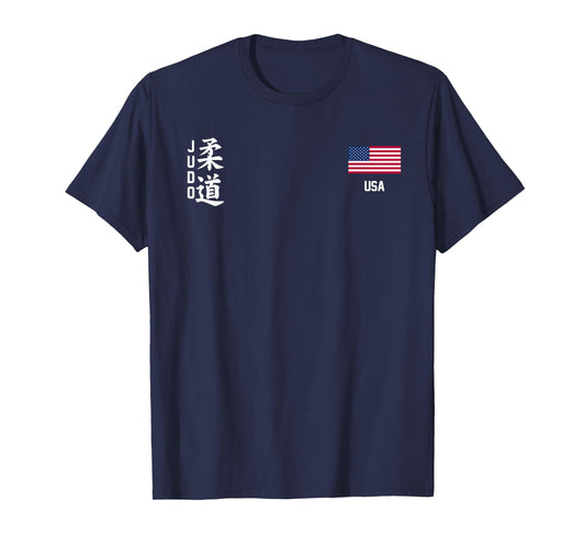 Judo American Flag Judoka Dojo Martial Art America Kanji T-Shirt