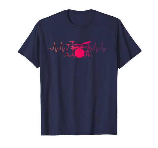Drummer Heartbeat Pulse Drum Set Musician T-Shirt