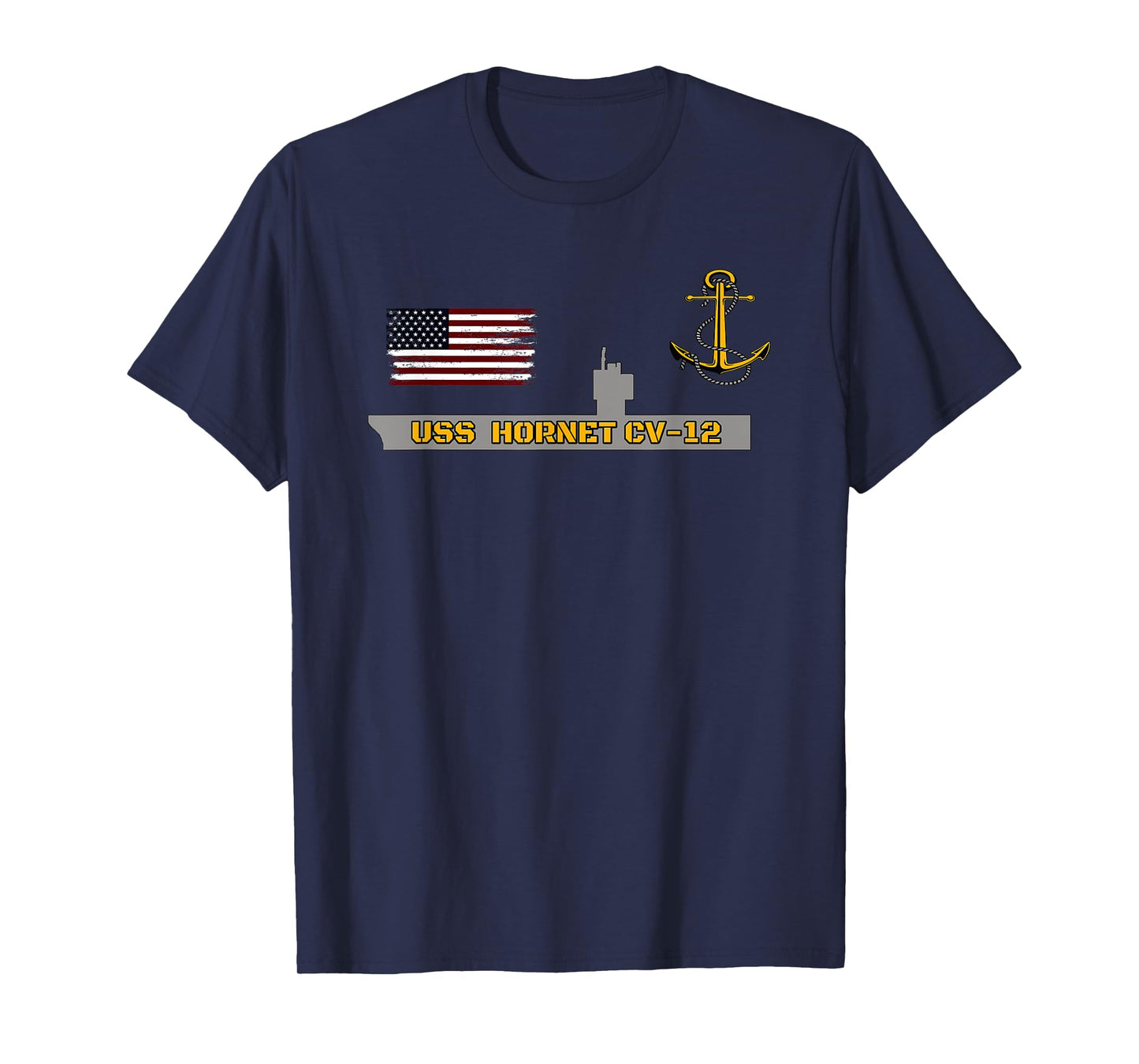 Aircraft Carrier USS Hornet CV-12 Warship Veteran Grandpa T-Shirt