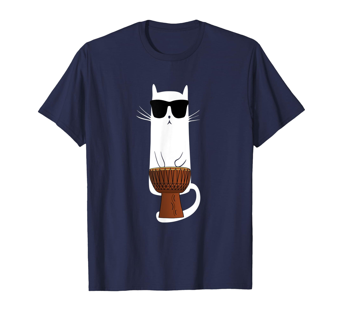 Funny Cat Wearing Sunglasses Playing Bongo's T-Shirt for Men Women Kids