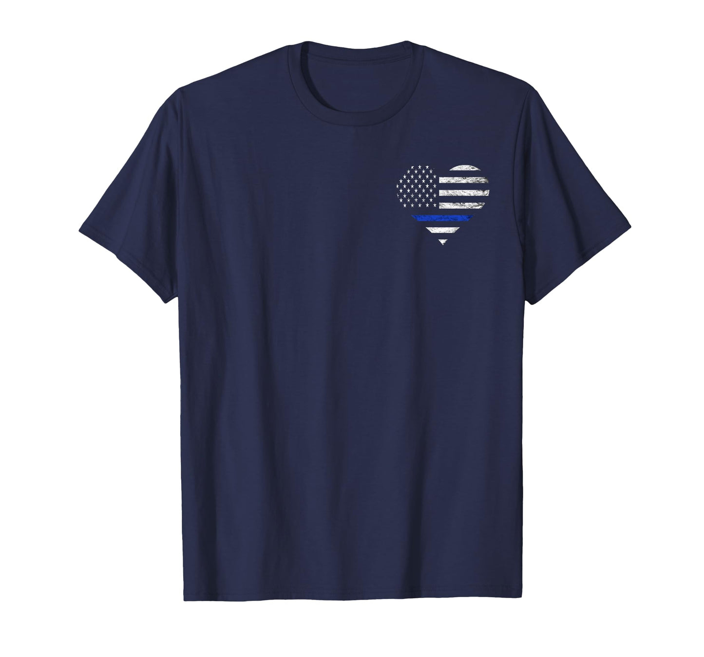 Police Officer Heart Flag American Thin Blue Line Deputy T-Shirt