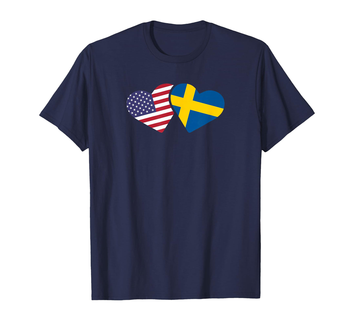 Sweden USA Flag T Shirt Heart Swedish American Love Roots T-Shirt