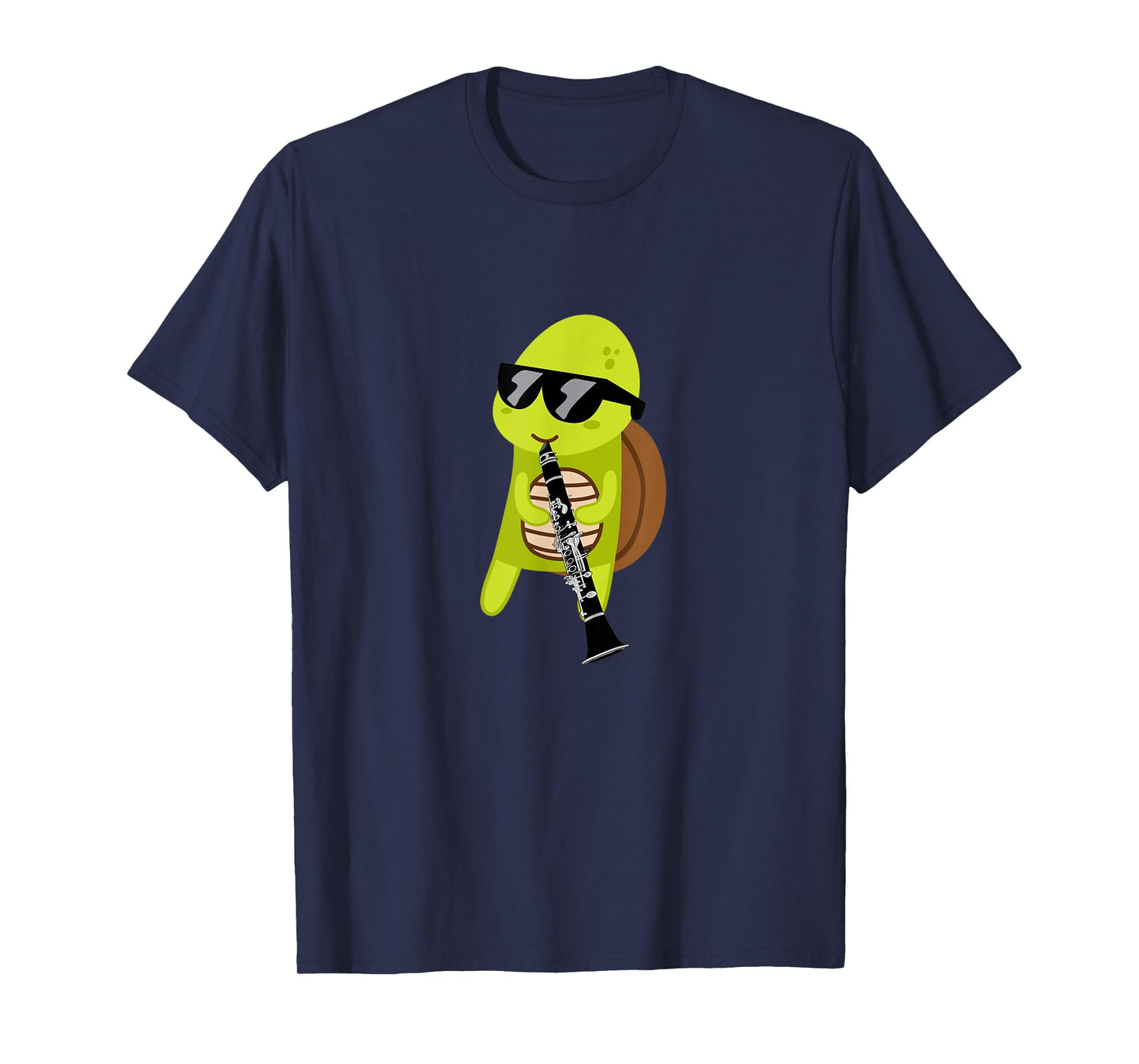 Funny Turtle Wearing Sunglasses Playing Clarinet T-Shirt